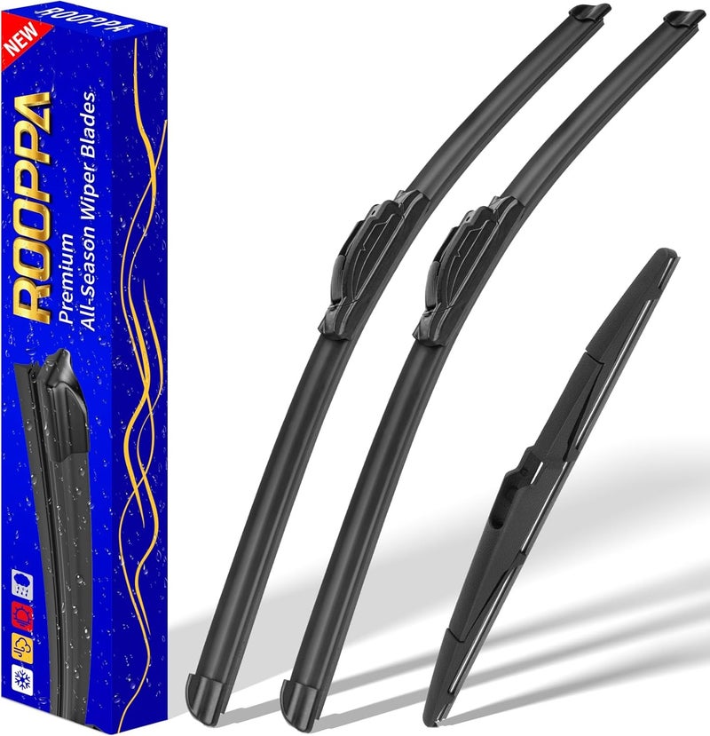 Rooppa 3 wipers Replacement for 2017-2022 KIA Sportage/2019-2021 2022 2023 Hyundai Santa Fe, Windshield Wiper Blades Original Equipment Replacement - 26"/16"/11" (Set of 3) U/J HOOK - Image 1
